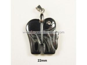 Hematite Elephant 20x22mm Pendant